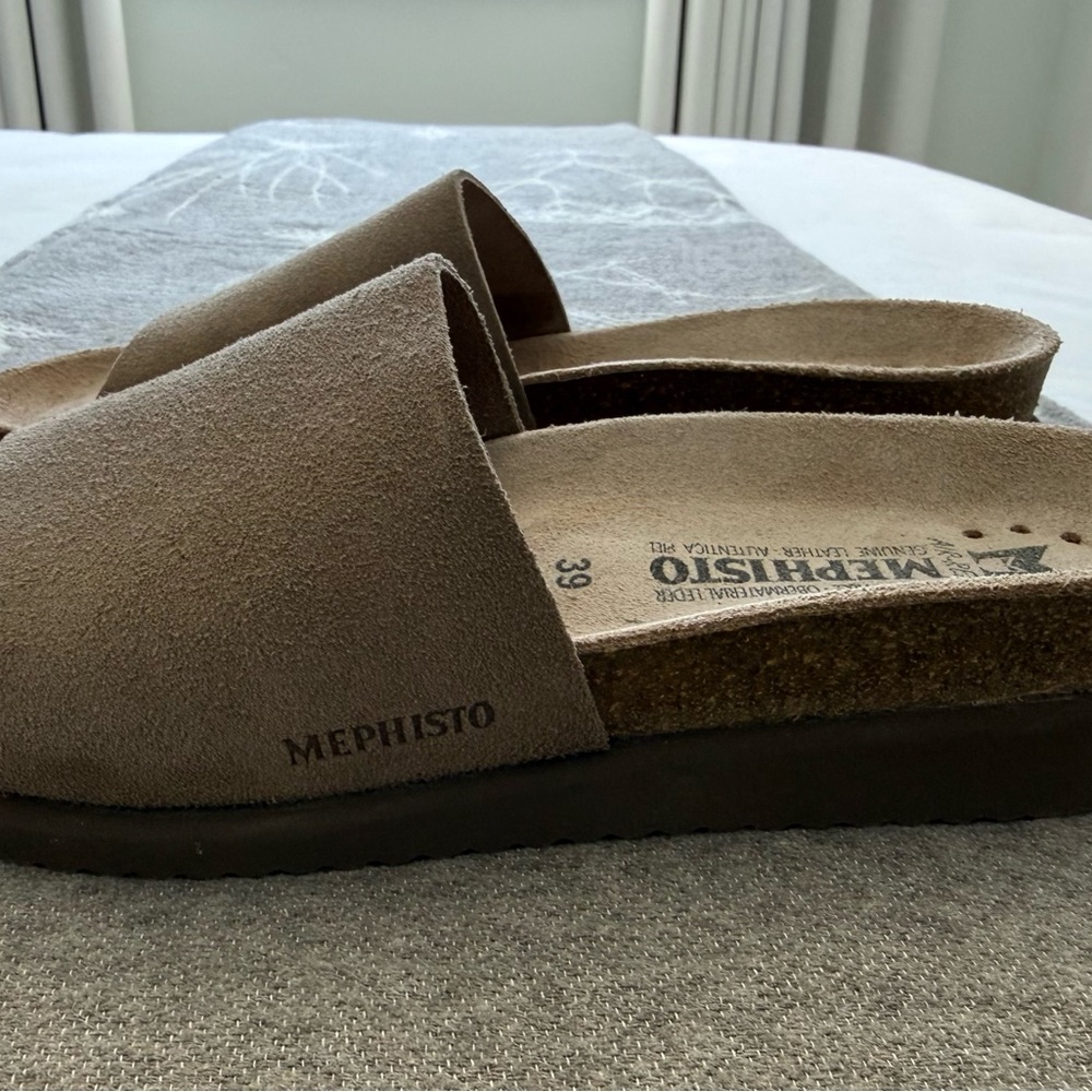 Mephisto Hanik  Suede Slide Sandals